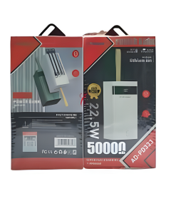 Aldeepo AD‑PD333 – 50,000 mAh Power Bank with 22.5 W Fast Charge & Built‑in Cables